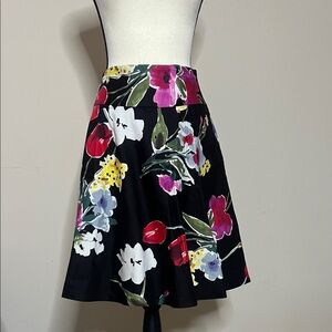 American Living Black Floral Circle Skirt with Red, Pink, White, Yellow & Green